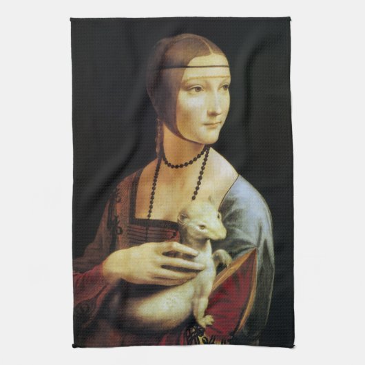 Dame met de hermelijn van Leonardo da Vinci Theedoek (Verticaal)