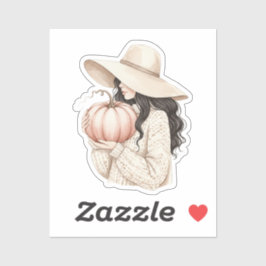 Dame met de pompoen sticker