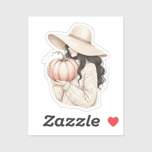 Dame met de pompoen  sticker (Vel)