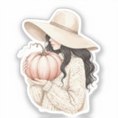 Dame met de pompoen  sticker (Voorkant)