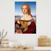 Dame met de Unicorn Raphael Santi-portret verf Poster (Keuken)