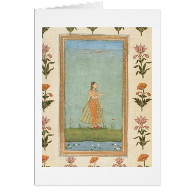 Dame met een bloem, staat in een lelasvijver, voor (Voorkant)