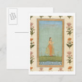 Dame met een bloem, staat in een lelasvijver, voor briefkaart (Voorkant / Achterkant)