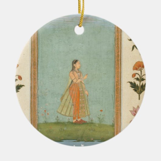 Dame met een bloem, staat in een lelasvijver, voor keramisch ornament (Voorkant)