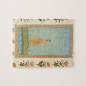 Dame met een bloem, staat in een lelasvijver, voor legpuzzel (Horizontaal)