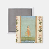 Dame met een bloem, staat in een lelasvijver, voor magneet (Voorkant / Achterkant)