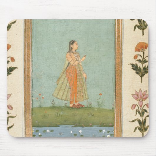 Dame met een bloem, staat in een lelasvijver, voor muismat (Voorkant)