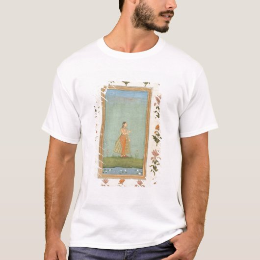 Dame met een bloem, staat in een lelasvijver, voor t-shirt (Voorkant)