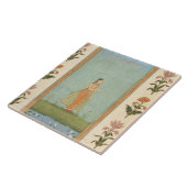 Dame met een bloem, staat in een lelasvijver, voor tegeltje (Zijkant)