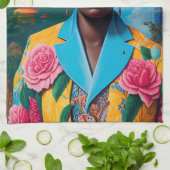 Dame met een bloemensakko theedoek (Gevouwen)