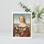 Dame met een briefkaart van Unicorn (Staand voorkant)