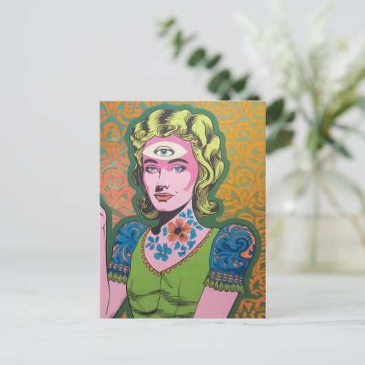 Dame met een derde oog briefkaart (Staand voorkant)