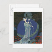 Dame met een draak (kleurenlitho) briefkaart (Voorkant / Achterkant)