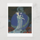 Dame met een draak (kleurenlitho) briefkaart (Voorkant)