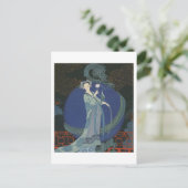 Dame met een draak (kleurenlitho) briefkaart (Staand voorkant)