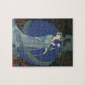 Dame met een draak (kleurenlitho) legpuzzel (Horizontaal)
