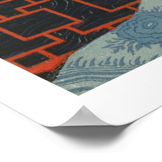 Dame met een draak (kleurenlitho) poster (Hoek)