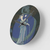 Dame met een draak (kleurenlitho) ronde klok (Hoek)