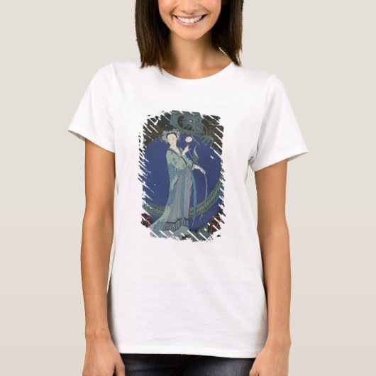 Dame met een draak (kleurenlitho) t-shirt (Voorkant)