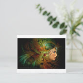 Dame met een elegante hoofdtooi briefkaart (Staand voorkant)