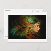 Dame met een elegante hoofdtooi briefkaart (Voorkant / Achterkant)