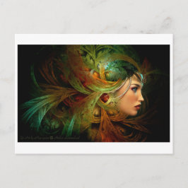 Dame met een elegante hoofdtooi briefkaart