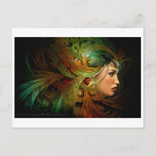 Dame met een elegante hoofdtooi briefkaart (Voorkant)