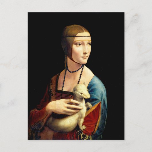 Dame met een ermijn van Leonardo Da Vinci Briefkaart (Voorkant)