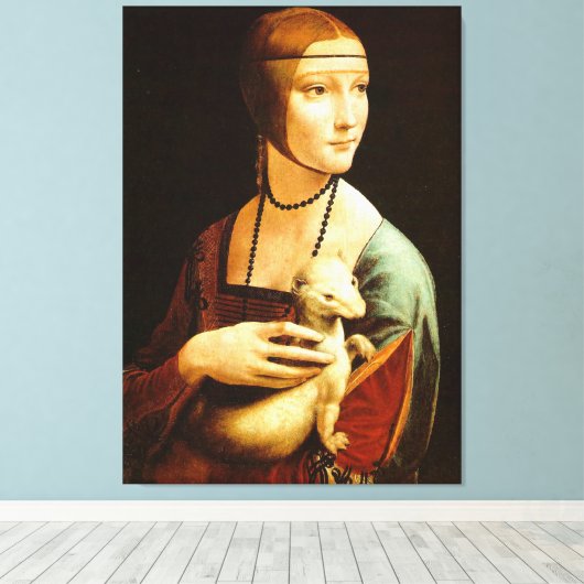 Dame met een Ermine, leonardo da Vinci Canvas Afdruk (Insitu (Houten vloer))