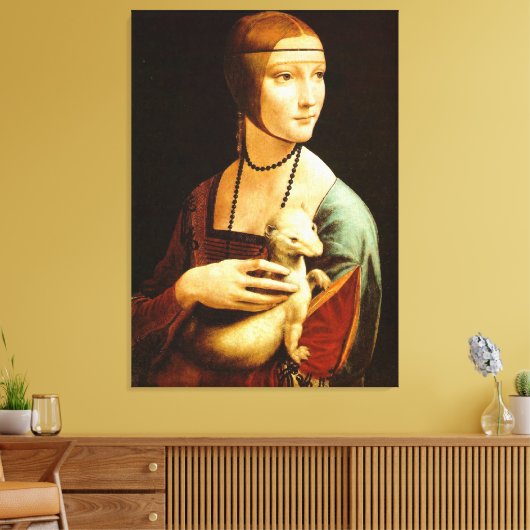 Dame met een Ermine, leonardo da Vinci Canvas Afdruk (Insitu (Woonkamer))