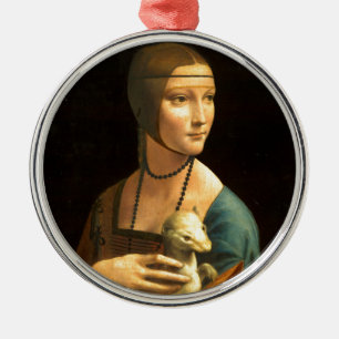 Dame met een Ermine Metalen Ornament
