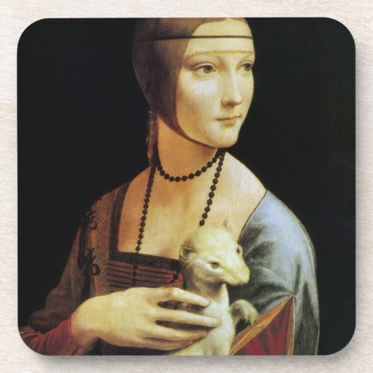 Dame met een Ermine van Leonardo da Vinci Bier Onderzetter (Voorkant)