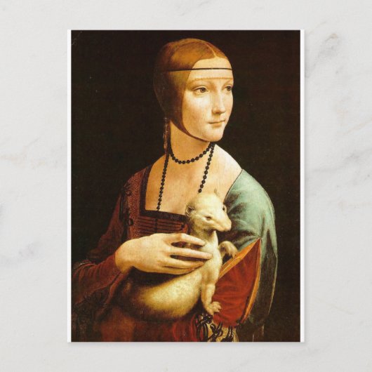 Dame met een Ermine van Leonardo Da Vinci c. 1490 Briefkaart (Voorkant)