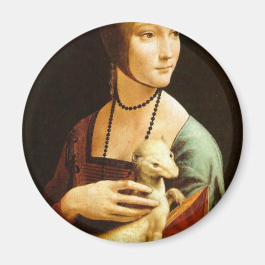 Dame met een Ermine van Leonardo Da Vinci c. 1490 Magneet (Voorkant)