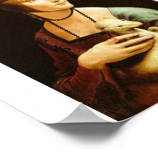 Dame met een Ermine van Leonardo Da Vinci c. 1490 Poster (Hoek)