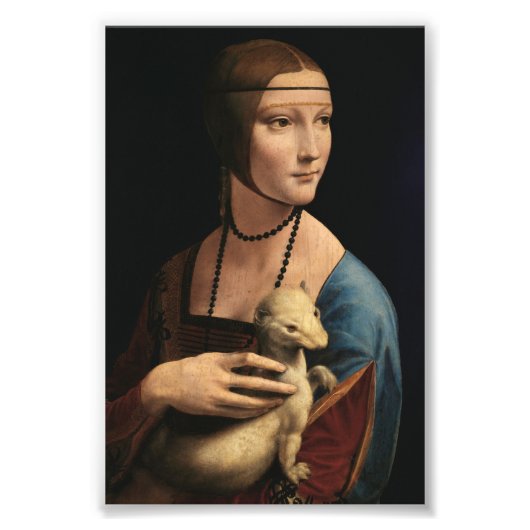 Dame met een Ermine van Leonardo da Vinci Foto Afdruk (Voorkant)