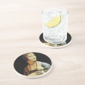 Dame met een Ermine van Leonardo da Vinci Zandsteen Onderzetter (Zijkant)