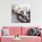 Dame met een Grijze Kat (door Giovanni Boldini) Canvas Afdruk (Insitu (Woonkamer))