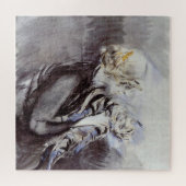 Dame met een Grijze Kat (door Giovanni Boldini) Legpuzzel (Horizontaal)