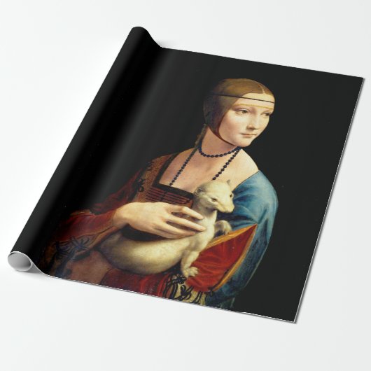 Dame met een hermelijn van Leonardo Da Vinci Cadeaupapier (Uitgerold)