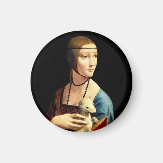Dame met een hermelijn van Leonardo Da Vinci Magneet (Voorkant)