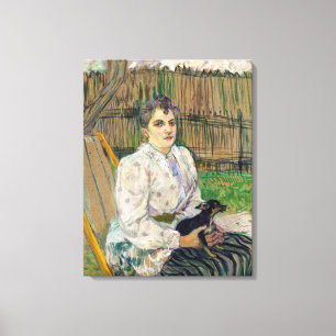 Dame met een hond canvas afdruk