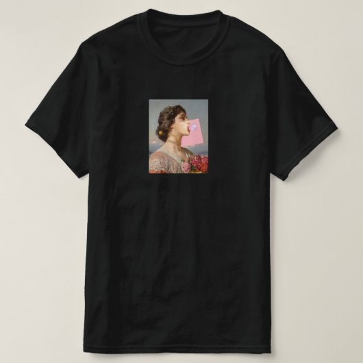 Dame met een kauwgom t-shirt (Design voorkant)