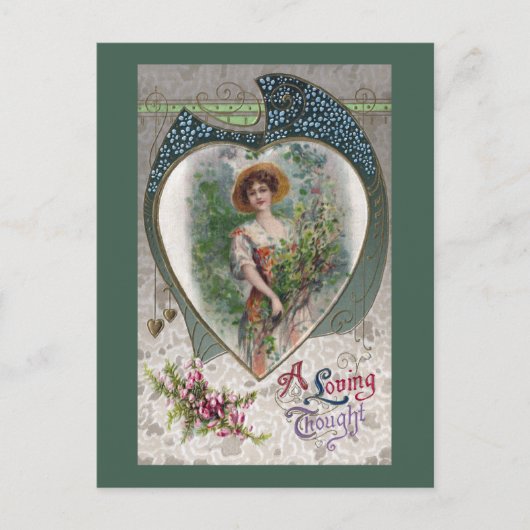 Dame met een liefdevolle Romance Briefkaart (Voorkant)