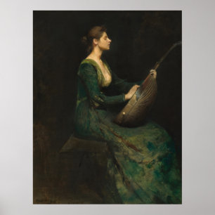 Dame met een Lute - Thomas Dewing Fine Art Poster
