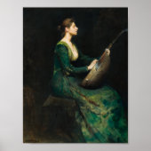 Dame met een lute van Thomas Dewing Poster (Voorkant)