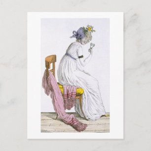 Dame met een negligee uit 'Costume Parisien', Briefkaart