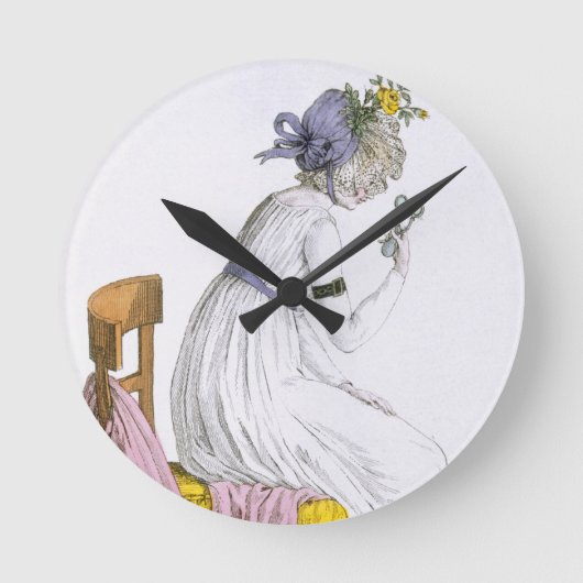 Dame met een negligee uit 'Costume Parisien', Ronde Klok (Voorkant)