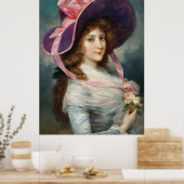 Dame met een paarse hoed poster (Keuken)