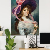 Dame met een paarse hoed poster (Thuiskantoor)